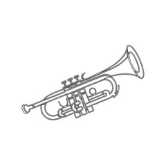 Obraz premium Musical Instrument Illustration A Line Art Drawing of a Trumpet on a White Background