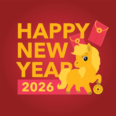 Golden horse and wealthy new year icon
