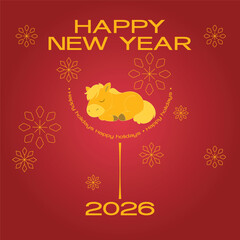 Golden horse and happy new year card
