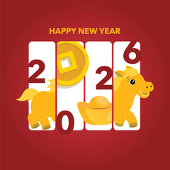 Year of the horse postcard and wealthy new year icon