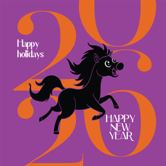 Golden horse and wealthy new year card