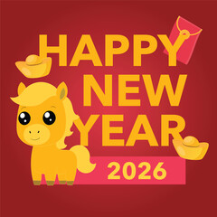 Golden horse and wealthy new year icon