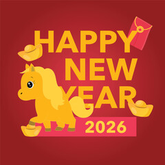 Golden horse and wealthy new year icon
