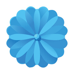 symmetrical blue floral blossom icon for digital application user interface design and natural health wellness brand logo