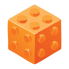 Fototapeta premium orange isometric cube with circular studs for plastic construction toy block or creative educational game building element