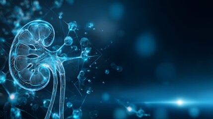 Fototapeta premium abstract blue background with light and human kidney