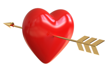 Arrow Shot Through Red Heart PNG, Romantic Cupid Love Symbol