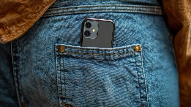 Smartphone in back jeans pocket