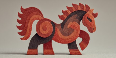 Colorful Abstract Horse Figurine in Vibrant Earthy Tones for Artistic Display
