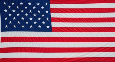 Obraz premium The American flag with 50 stars and 13 stripes, featuring red, white, and blue colors.