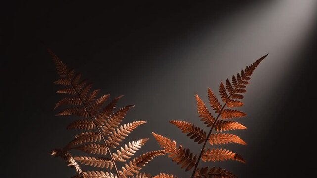 fern leaf on black background