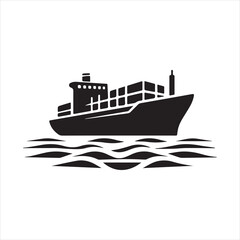 Cargo ship silhouette illustration for transportation and shipping related visuals © Bissowjid