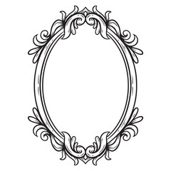 illustration art hand drawn black and white engrafing frame for text design