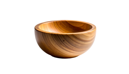 A close-up shot of a smooth wooden bowl. It's round and has a simple design against a black background
