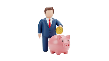 Businessman Saving Money in Piggy Bank