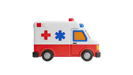 Cartoon Ambulance Icon with Red and Blue Accents