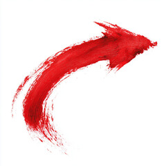 bold arrow. Vibrant red brush stroke arcs across clean white canvas, conveying motion, passion, and artistic energy. Ideal for designs emphasizing creativity, bold color, and modern abstract visuals.