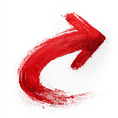 bold arrow. Vibrant red brush stroke arcs across clean white canvas, conveying motion, passion, and artistic energy. Ideal for designs emphasizing creativity, bold color, and modern abstract visuals.