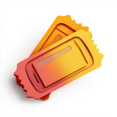 Bright layered ticket tags in a warm orange to yellow gradient create an abstract, modern visual ideal for branding, design, and marketing materials.