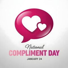 National Compliment Day January 24 Poster with Heart Speech Bubble Illustration