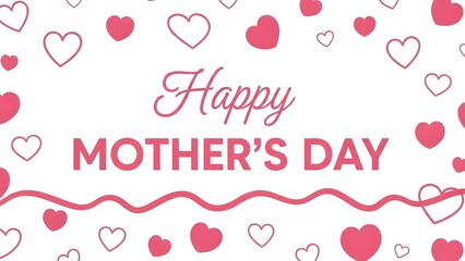 Happy mothers day greeting card with hearts on white background