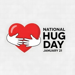 National Hug Day Concept with Heart and Embracing Hands Illustration
