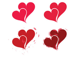 Romantic Intertwined Hearts Collection with Brush Stroke Textures