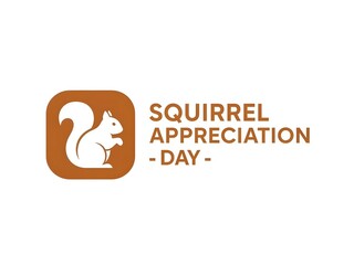 Squirrel Appreciation Day Minimal Logo Design with Cute Squirrel Icon on White Background