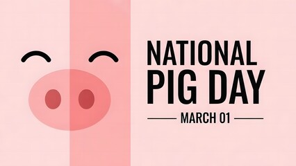 National pig day celebration with cute pink pig face on light pink background