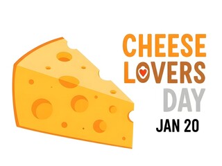 Cheese lovers day celebration with a slice of cheese on white background