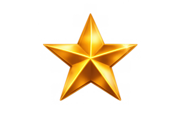Golden star icon representing success, rating, achievement, premium quality and victory with a shiny metal surface