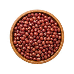 Fototapeta premium Overhead view of a wooden bowl filled with red beans