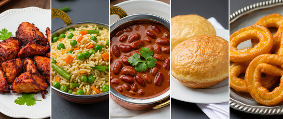 Delicious Variety of Savory Dishes Featuring Fried Chicken, Rice, Beans, Bread, and Snacks