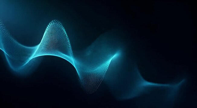 A mesmerizing video showcasing a vibrant blue wave pattern in a dark background