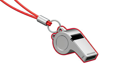 Silver Whistle with Red Lanyard