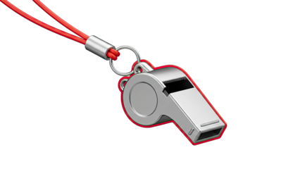 Silver Whistle with Red Lanyard