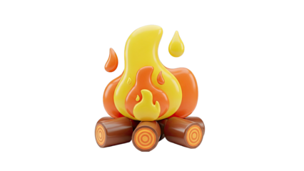 Stylized 3D Campfire Illustration
