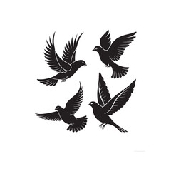 Obraz premium Vector silhouette of a flying eagle bird with wings and feathers