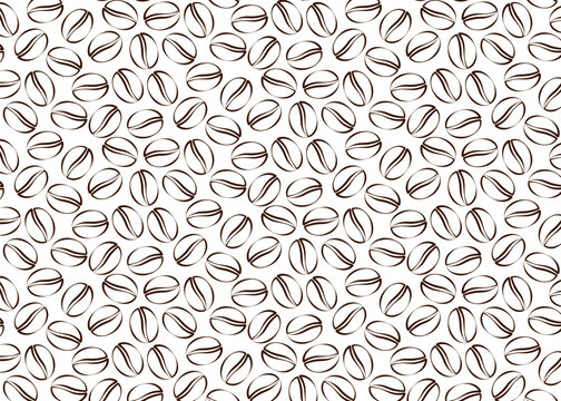 Coffee beans seamless pattern. Brown coffee background for cafe, packaging, textile and decor. Vector illustration.