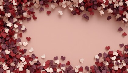 Obraz premium Small colorful heart shapes form a decorative border around a central empty space