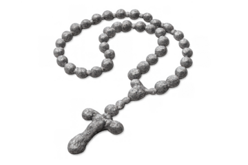Rosary beads with cross symbol representing faith, christian devotion, spiritual contemplation, and prayer ritual concept