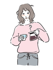 寝起きの可愛い女性上半身