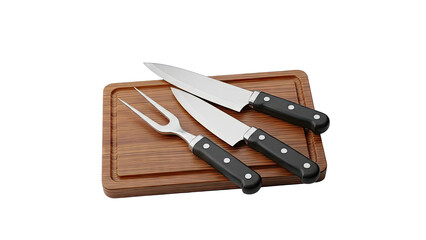 Carving Set on Wooden Cutting Board