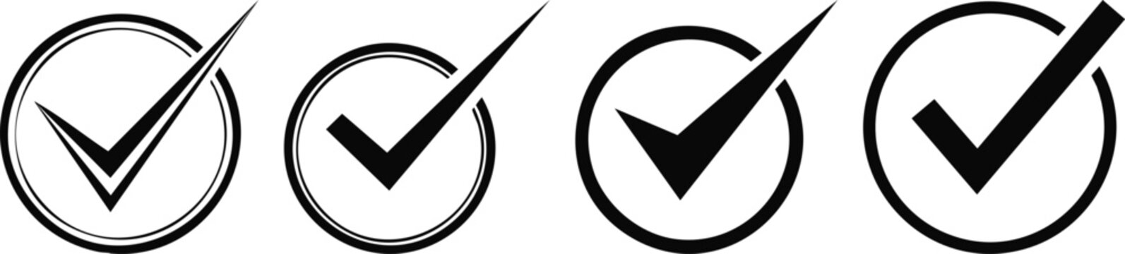 Check mark approval icon bold circle confirmation validation success symbol