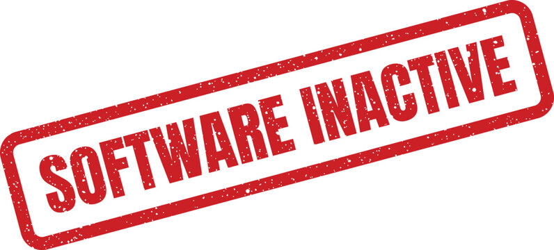 Grunge textured rubber stamp illustration indicating Software Inactive status, suitable for displaying expired licenses or paused applications clearly