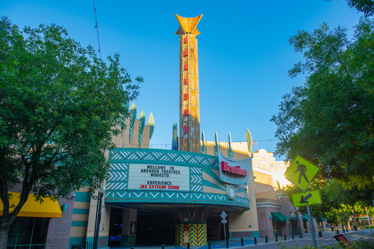 Brenden Theatres at 1021 10th Street in historic downtown Modesto, Stanislaus County, California CA, USA. 
