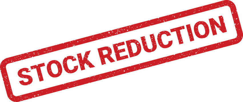 Grungy red rubber stamp showing the direct message STOCK REDUCTION for sales and inventory management purposes