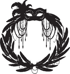 Fototapeta premium Ornate masquerade mask and laurel wreath silhouette