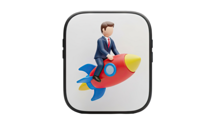 Businessman riding a rocket