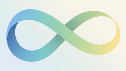 A colorful gradient infinity symbol on white background, representing eternity and unity